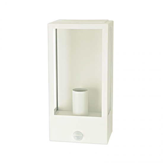 ΛΕΥΚΟ ΕΠΙΤΟΙΧΟ ΦΩΤΙΣΤΙΚΟ CELIA 1XE27 IP44 ΜΕ ΔΙΑΦΑΝΟ ΓΥΑΛΙ & ΑΙΣΘΗΤΗΡΑ ΚΙΝΗΣΗΣ-ΜΕΡΑΣ ΝΥΧΤΑΣ..-ΦΩΤΙΣΤΙΚΑ ΕΞΩΤΕΡΙΚΟΥ ΧΩΡΟΥ-ΦΑΝΑΡΑΚΙΑ-