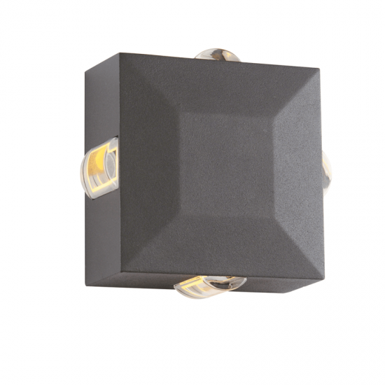 Menfi Απλίκα Τετράγωνη LED 5W Σε Σκούρο Γκρί Χρώμα-ΑΠΛΙΚΑ-ΕΞΩΤΕΡΙΚΟΥ ΧΩΡΟΥ-ΓΚΡΙ-LED-