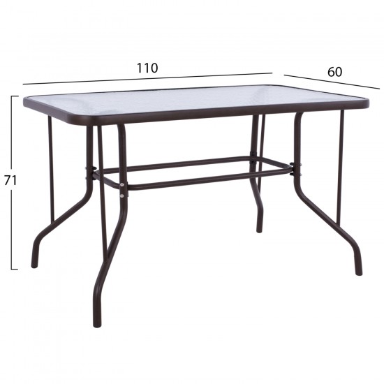 ΤΡΑΠΕΖΙ ADAM ΜΕΤΑΛΛΙΚΟ ΚΑΦΕ 110Χ60Χ71Υεκ.