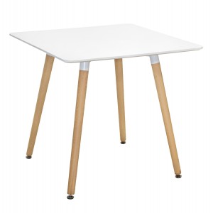 ΤΡΑΠΕΖΙ MINIMAL ΛΕΥΚΟ 80Χ80 ΜΕ ΞΥΛΙΝΑ ΠΟΔΙΑ ΟΞΙΑ