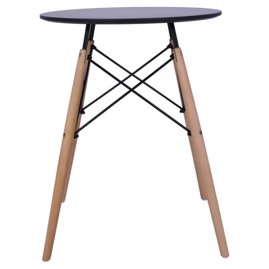 ΤΡΑΠΕΖΙ MINIMAL  ΜΑΥΡΟ Φ60 ΜΕ ΞΥΛΙΝΑ ΠΟΔΙΑ ΟΞΙΑ