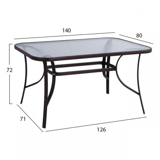 ΤΡΑΠΕΖΙ BRUNO ΜΕΤΑΛΛΙΚΟ ΚΑΦΕ 140Χ80Χ72Υεκ.