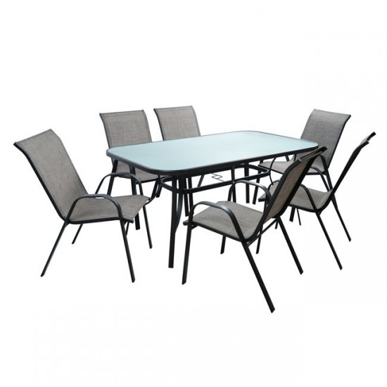 ΣΕΤ ΤΡΑΠΕΖΑΡΙΑΣ 7ΤΜΧ 160X90 BRUNO & 6 LEON ΠΟΛΥΘΡΟΝΑ HM5206.01