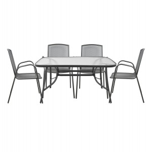 ΣΕΤ ΤΡΑΠΕΖΑΡΙΑ 5ΤΜΧ ΤΡΑΠΕΖΙ ΓΚΡΙ & 4 ΚΑΡΕΚΛΕΣ ΠΟΛΥΘΡΟΝΕΣ ΑΝΘΡΑΚΙ