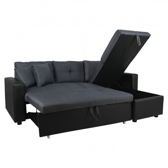 ΚΑΝΑΠΕΣ ΓΩΝΙΑ ΚΡΕΒΑΤΙ ΓΚΡΙ ΜΕ ΜΑΥΡΟ PU