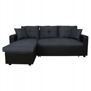 ΚΑΝΑΠΕΣ ΓΩΝΙΑ ΚΡΕΒΑΤΙ ΓΚΡΙ ΜΕ ΜΑΥΡΟ PU