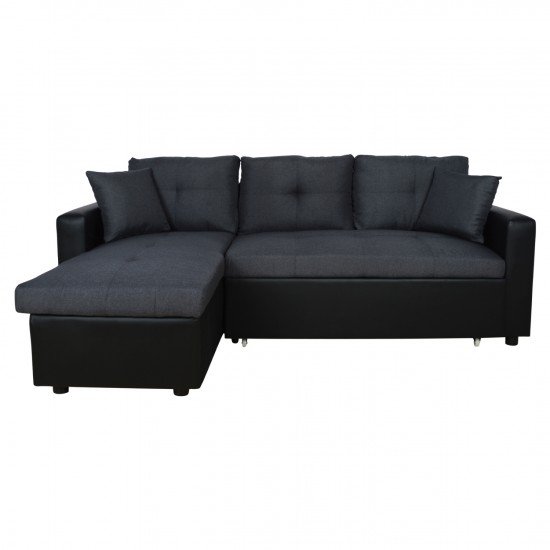 ΚΑΝΑΠΕΣ ΓΩΝΙΑ ΚΡΕΒΑΤΙ ΓΚΡΙ ΜΕ ΜΑΥΡΟ PU