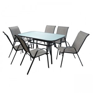 ΣΕΤ ΤΡΑΠΕΖΑΡΙΑ 7ΤΜΧ 1 ΤΡΑΠΕΖΙ 150Χ90+6ΚΑΡΕΚΛΕΣ ΓΚΡΙ 