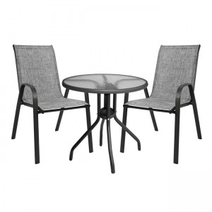 ΣΕΤ ΤΡΑΠΕΖΑΡΙΑΣ 3ΤΜΧ ΜΕ ΤΡΑΠΕΖΙ & ΚΑΡΕΚΛΕΣ LEON ΓΚΡΙ 