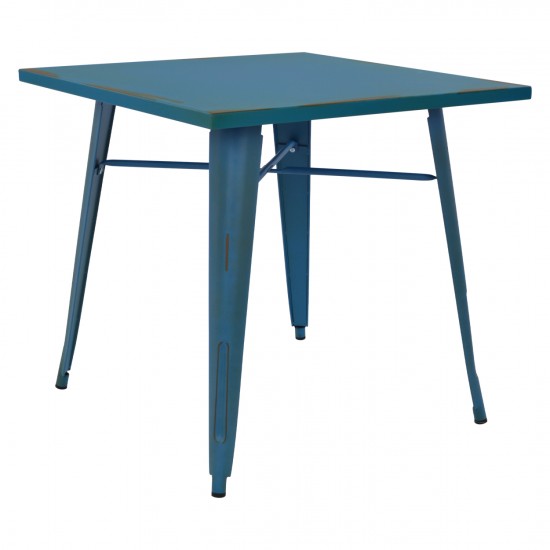 ΤΡΑΠΕΖΙ ΜΕΤΑΛΛΙΚΟ ΣΕ ΧΡΩΜΑ ΜΠΛΕ ΠΑΤΙΝΑ 80X80X76