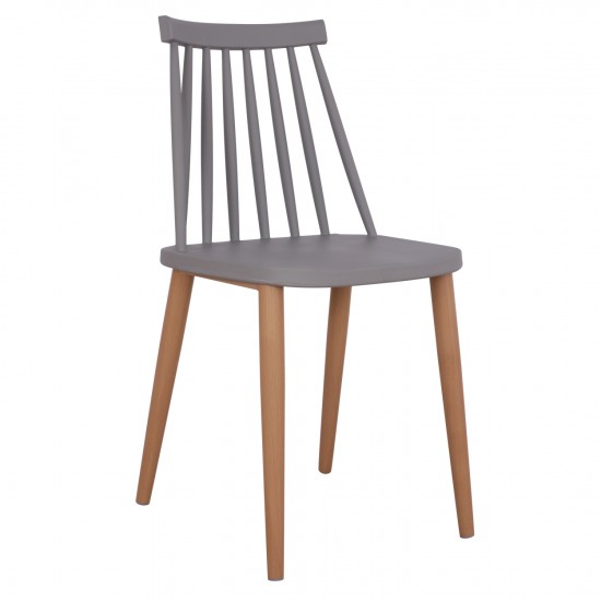 ΚΑΡΕΚΛΑ ΤΡΑΠΕΖΑΡΙΑΣ VANESSA ΓΚΡΙ ΜΕ ΜΕΤΑΛΛΙΚΑ ΠΟΔΙΑ 43x46,5x82 εκ.