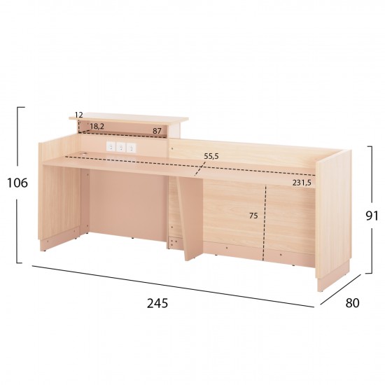 ΓΡΑΦΕΙΟ ΥΠΟΔΟΧΗΣ DALTON ΜΕΛΑΜΙΝΗ ΣΕ SONAMA-ΑΣΠΡΟ 240x80x106Υεκ.