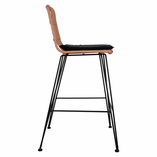 ΣΚΑΜΠΟ ΜΕΤΑΛΛΙΚΟ ΜΕ ΜΑΞΙΛΑΡΙ ALLEGRA HM5452 ΜΕ WICKER ΣΕ ΜΠΕΖ ΑΠΟΧΡΩΣΗ