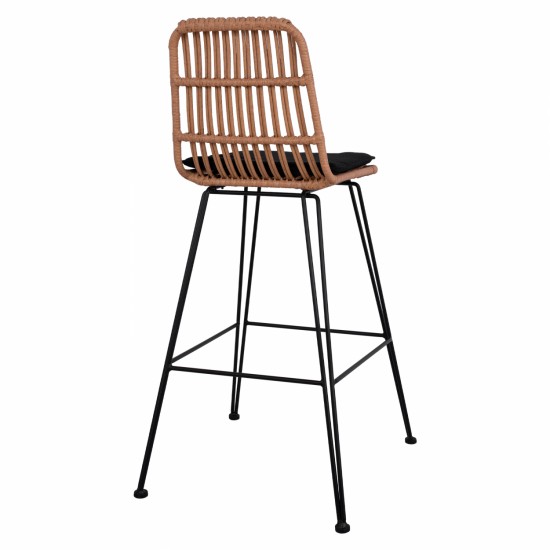 ΣΚΑΜΠΟ ΜΕΤΑΛΛΙΚΟ ΜΕ ΜΑΞΙΛΑΡΙ ALLEGRA HM5452 ΜΕ WICKER ΣΕ ΜΠΕΖ ΑΠΟΧΡΩΣΗ