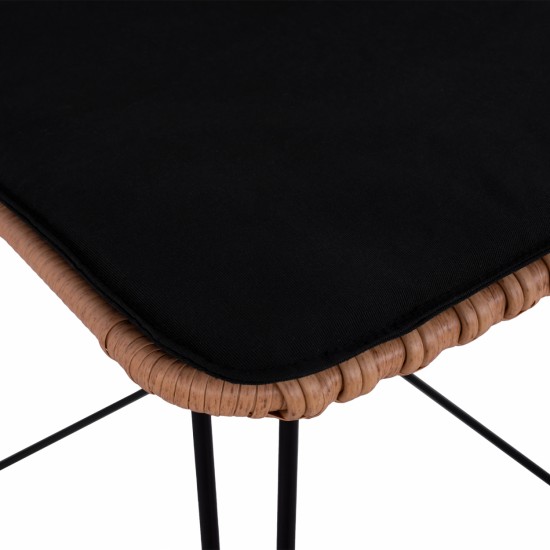 ΣΚΑΜΠΟ ΜΕΤΑΛΛΙΚΟ ΜΕ ΜΑΞΙΛΑΡΙ ALLEGRA HM5452 ΜΕ WICKER ΣΕ ΜΠΕΖ ΑΠΟΧΡΩΣΗ