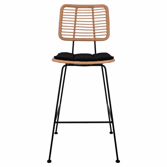 ΣΚΑΜΠΟ ΜΕΤΑΛΛΙΚΟ ΜΕ ΜΑΞΙΛΑΡΙ ALLEGRA  ΜΕ WICKER ΜΠΕΖ 46,5x55x117,5Υ εκ.