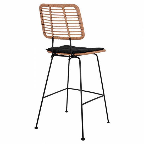 ΣΚΑΜΠΟ ΜΕΤΑΛΛΙΚΟ ΜΕ ΜΑΞΙΛΑΡΙ ALLEGRA  ΜΕ WICKER ΜΠΕΖ 46,5x55x117,5Υ εκ.