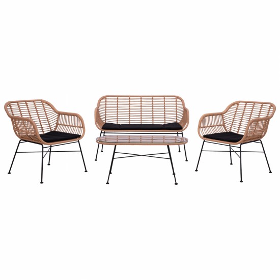 ΣΕΤ ΣΑΛΟΝΙ 4ΤΜΧ ALLEGRA ΜΕΤΑΛΛΟ & WICKER ΣΕ ΜΠΕΖ ΧΡΩΜΑ