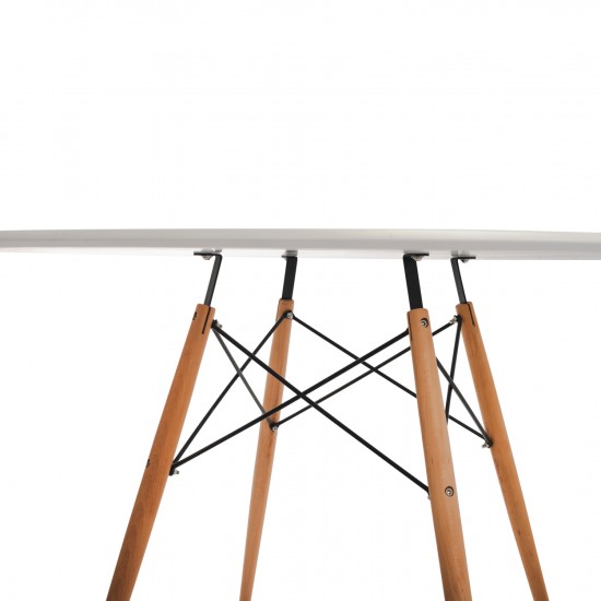 ΤΡΑΠΕΖΙ MINIMAL ΛΕΥΚΟ Φ120Χ75 ΜΕ ΞΥΛΙΝΑ ΠΟΔΙΑ ΟΞΙΑ