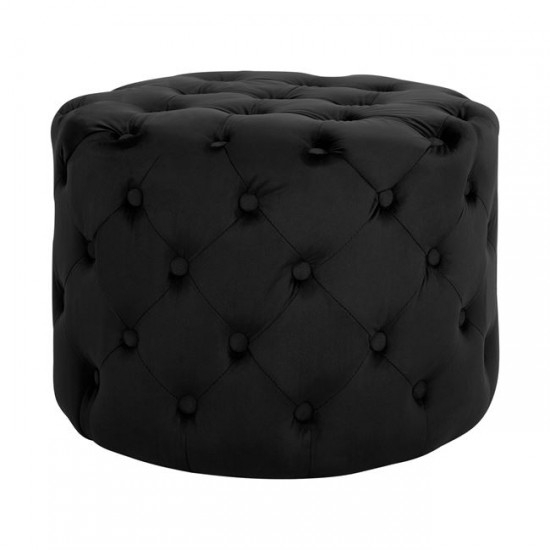 ΣΚΑΜΠΟ KASSIE ΜΑΥΡΟ ΒΕΛΟΥΔΟ ΤΥΠΟΥ CHESTERFIELD Φ60x43Υ εκ.