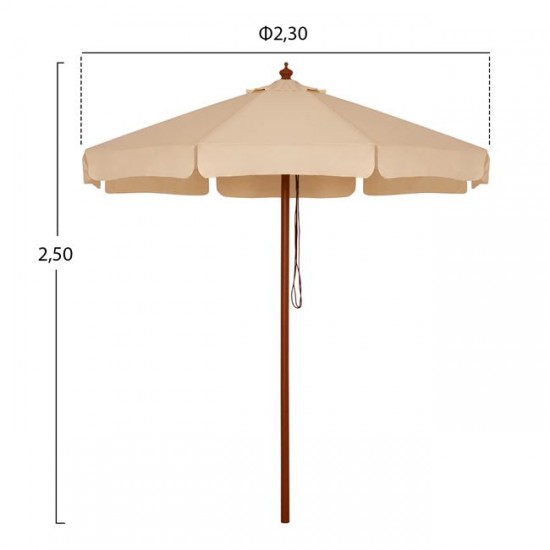 ΟΜΠΡΕΛΑ ΕΠΑΓΓΕΛΜΑΤΙΚΗ Φ2.30X2,50Y ΜΕ ΞΥΛΙΝΟ ΣΚΕΛΕΤΟ ΜΠΕΖ