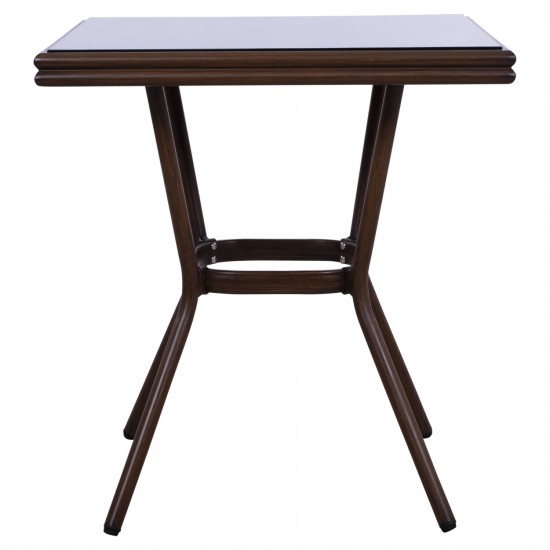 ΤΡΑΠΕΖΙ ΑΛΟΥΜΙΝΙΟΥ 70X70 BAMBOO LOOK ΚΑΦΕ ΜΕ ΓΥΑΛΙ