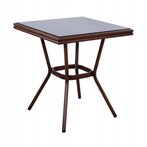 ΤΡΑΠΕΖΙ ΑΛΟΥΜΙΝΙΟΥ 70X70 BAMBOO LOOK ΚΑΦΕ ΜΕ ΓΥΑΛΙ