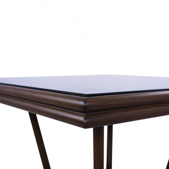 ΤΡΑΠΕΖΙ ΑΛΟΥΜΙΝΙΟΥ 70X70 BAMBOO LOOK ΚΑΦΕ ΜΕ ΓΥΑΛΙ
