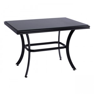 ΤΡΑΠΕΖΙ ΑΛΟΥΜΙΝΙΟΥ 120X70 BAMBOO LOOK  ΜΑΥΡΟ ΜΕ ΓΥΑΛΙ