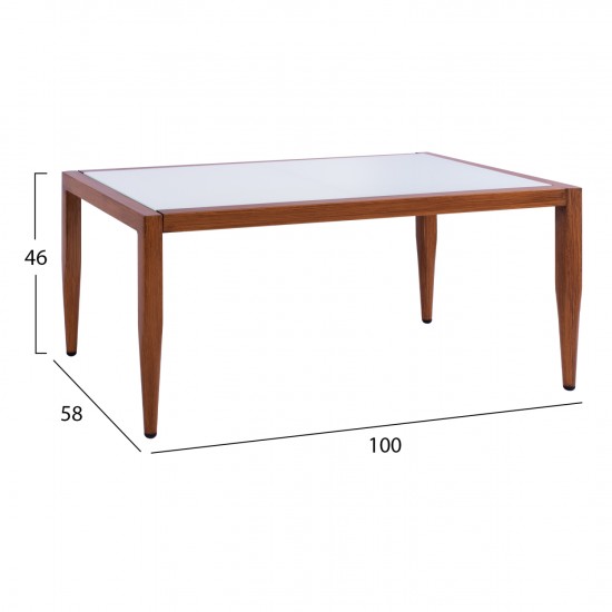 ΤΡΑΠΕΖΙ ΑΛΟΥΜΙΝΙΟΥ BAMBOO LOOK ΜΕ ΓΥΑΛΙ 100Χ58Χ46