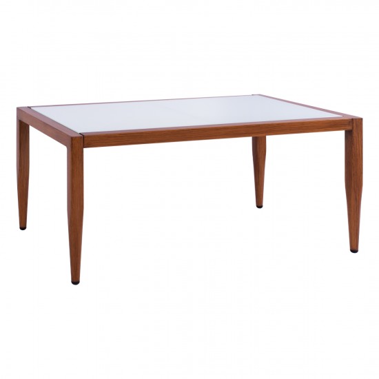 ΤΡΑΠΕΖΙ ΑΛΟΥΜΙΝΙΟΥ BAMBOO LOOK ΜΕ ΓΥΑΛΙ 100Χ58Χ46