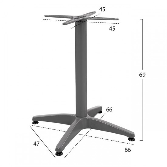 ΒΑΣΗ ΑΛΟΥΜΙΝΙΟΥ 4ΝΥΧΗ 65Χ65X70εκ. ΜΕ ΣΤΑΥΡΟ 48Χ48εκ. ΓΚΡΙ