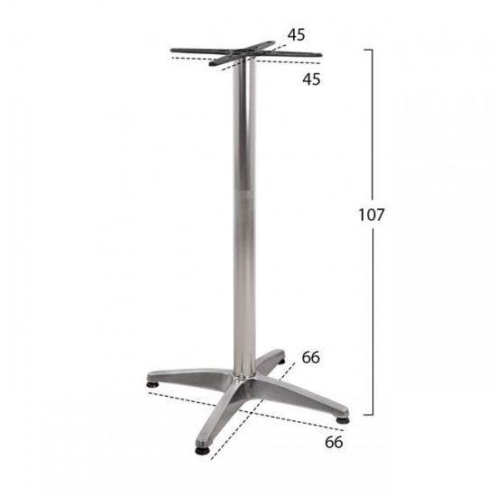 ΒΑΣΗ ΜΠΑΡ ΑΛΟΥΜΙΝΙΟΥ 65X65X110Υεκ. ΜΕ ΣΤΑΥΡΟ 48Χ48εκ. ΧΡΩΜΙΟΥ