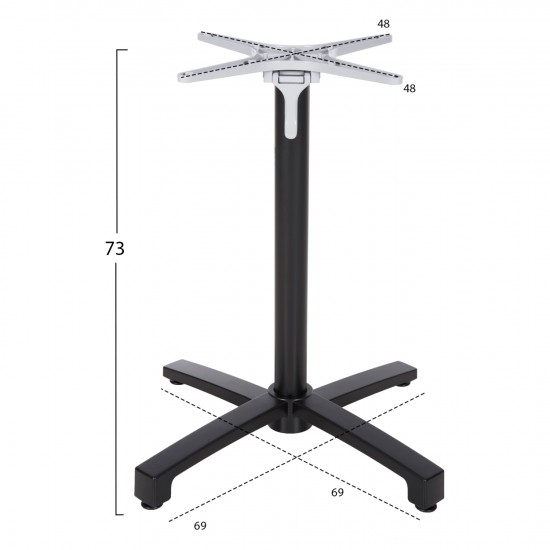 ΒΑΣΗ ΑΛΟΥΜΙΝΙΟΥ ΠΤΥΣΣΟΜΕΝΗ ΜΑΥΡΟ ΜΑΤ 69Χ69Χ73-92Υεκ. ΜΕ ΣΤΑΥΡΟ 48Χ48εκ.