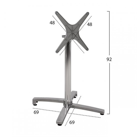 ΒΑΣΗ ΑΛΟΥΜΙΝΙΟΥ ΠΤΥΣΣΟΜΕΝΗ ΧΡΩΜΙΟΥ 69Χ69Χ73-92Υεκ. ΜΕ ΣΤΑΥΡΟ 48Χ48εκ.