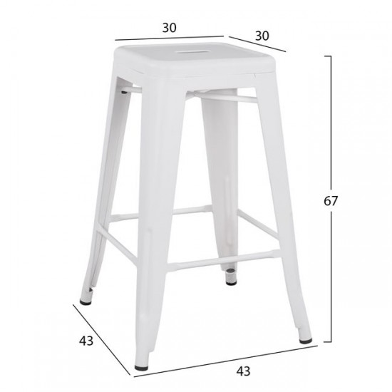 ΣΚΑΜΠΟ ΜΕΣΑΙΟΥ ΥΨΟΥΣ ΜΕΤΑΛΛΙΚΟ MELITA ΣΕ ΛΕΥΚΟ ΜΑΤ 43x43x67Yεκ.