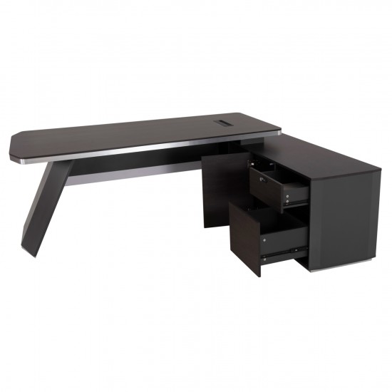 ΓΡΑΦΕΙΟ ΕΠΑΓΓΕΛΜΑΤΙΚΟ ΔΕΞΙΑ ΓΩΝΙΑ ROSEWOOD 220X180X76Υ εκ.