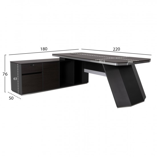 ΓΡΑΦΕΙΟ ΕΠΑΓΓΕΛΜΑΤΙΚΟ ΑΡΙΣΤΕΡΗ ΓΩΝΙΑ ROSEWOOD 220X180X76Υεκ.