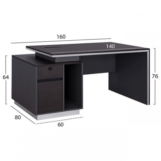 ΓΡΑΦΕΙΟ ΕΠΑΓΓΕΛΑΜΑΤΙΚΟ ΜΕ ΑΡΙΣΤΕΡΟ ΝΤΟΥΛΑΠΙ ROSEWOOD 160X80X76Υ εκ.