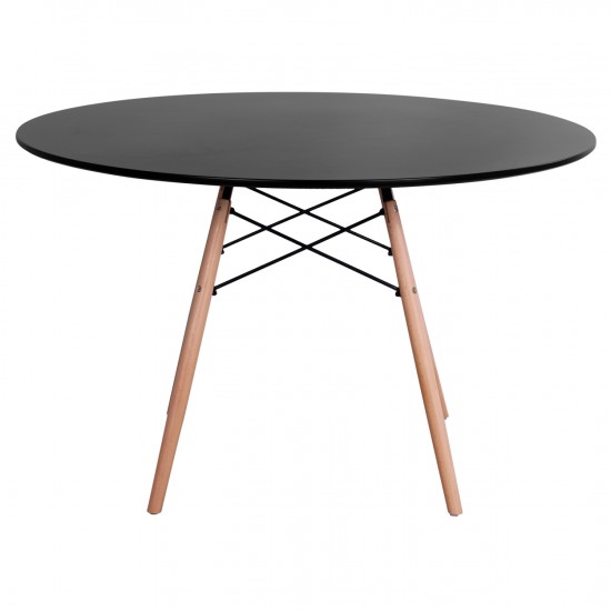 ΤΡΑΠΕΖΙ MINIMAL  ΜΑΥΡΟ ΜΕ ΞΥΛΙΝΑ ΠΟΔΙΑ ΟΞΙΑ Φ120Χ74Υ εκ.