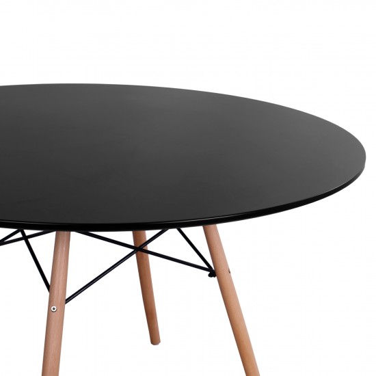 ΤΡΑΠΕΖΙ MINIMAL  ΜΑΥΡΟ ΜΕ ΞΥΛΙΝΑ ΠΟΔΙΑ ΟΞΙΑ Φ120Χ74Υ εκ.