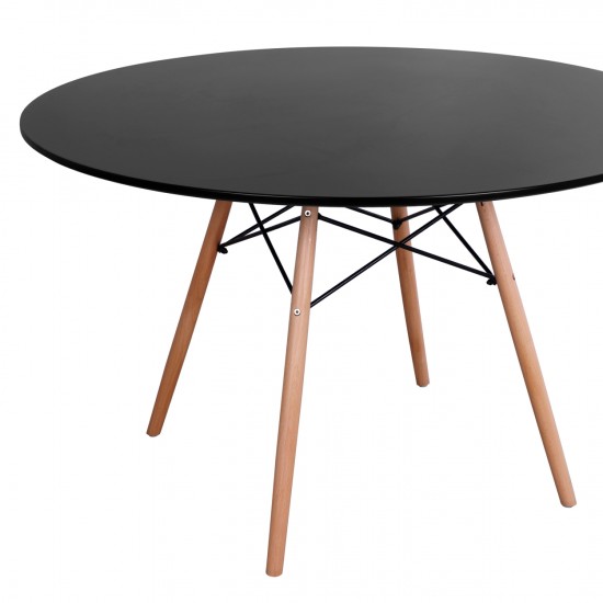 ΤΡΑΠΕΖΙ MINIMAL  ΜΑΥΡΟ ΜΕ ΞΥΛΙΝΑ ΠΟΔΙΑ ΟΞΙΑ Φ120Χ74Υ εκ.