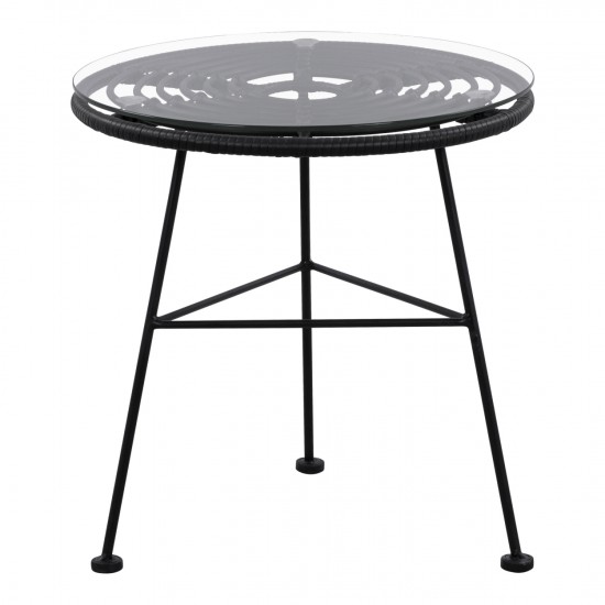 ΤΡΑΠΕΖΙ ΜΕΤΑΛΛΙΚΟ ALLEGRA ΜΕ WICKER ΣΕ ΜΑΥΡΗ ΑΠΟΧΡΩΣΗ ΚΑΙ ΓΥΑΛΙ Φ45x46εκ