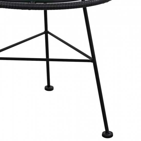 ΤΡΑΠΕΖΙ ΜΕΤΑΛΛΙΚΟ ALLEGRA ΜΕ WICKER ΣΕ ΜΑΥΡΗ ΑΠΟΧΡΩΣΗ ΚΑΙ ΓΥΑΛΙ Φ45x46εκ