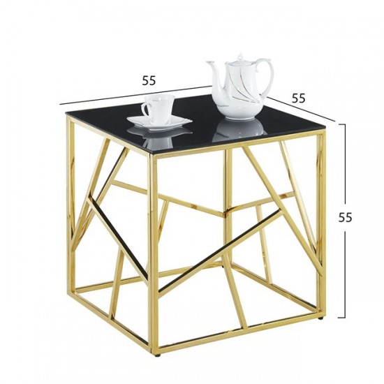 ΒΟΗΘΗΤΙΚΟ ΤΡΑΠΕΖΑΚΙ JANA ΜΕ ΓΥΑΛΙΝΗ ΜΑΥΡΗ ΕΠΙΦΑΝΕΙΑ ΚΑΙ ΜΕΤΑΛΛΙΚΗ ΒΑΣΗ