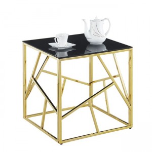 ΒΟΗΘΗΤΙΚΟ ΤΡΑΠΕΖΑΚΙ JANA ΜΕ ΓΥΑΛΙΝΗ ΜΑΥΡΗ ΕΠΙΦΑΝΕΙΑ ΚΑΙ ΜΕΤΑΛΛΙΚΗ ΒΑΣΗ 