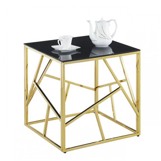 ΒΟΗΘΗΤΙΚΟ ΤΡΑΠΕΖΑΚΙ JANA ΜΕ ΓΥΑΛΙΝΗ ΜΑΥΡΗ ΕΠΙΦΑΝΕΙΑ ΚΑΙ ΜΕΤΑΛΛΙΚΗ ΒΑΣΗ