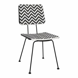 ΚΑΡΕΚΛΑ ΜΕΤΑΛΛΙΚΗ ALLEGRA ΜΕ WICKER ΜΑΥΡΟ-ΛΕΥΚΟ 46x56x88Υ εκ.