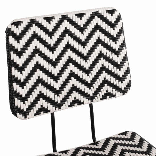 ΚΑΡΕΚΛΑ ΜΕΤΑΛΛΙΚΗ ALLEGRA ΜΕ WICKER ΜΑΥΡΟ-ΛΕΥΚΟ 46x56x88Υ εκ.