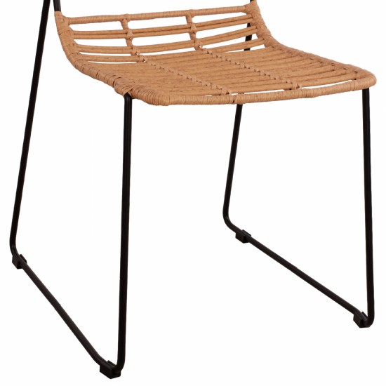 ΚΑΡΕΚΛΑ ΜΕΤΑΛΛΙΚΗ ALLEGRA ΜΕ WICKER ΜΠΕΖ 51x54x83Υ εκ.